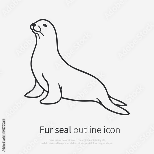 Minimal sea fur seal line art vector illustration in clean outline style isolated on white background.