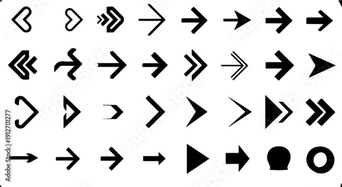 diverse black arrow icons collection essential directional symbols and navigation elements for modern uiux design web interfaces.