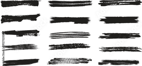 Collection of black brush strokes on white background