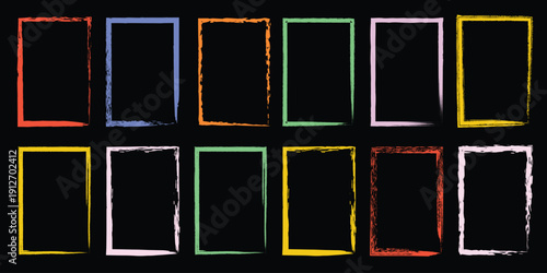 Multicolored rectangular outlines on black background