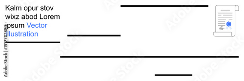 Legal contracts, e-signatures, document validation, certification processes, official agreements, digital paperwork. Stylized paper with text and certified signature. Legal contracts and e-signatures