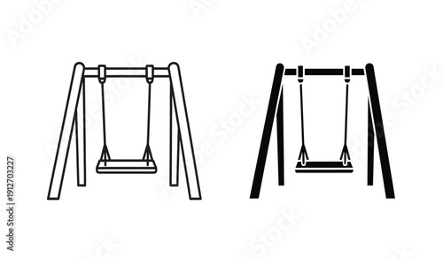 Vector illustration of two swings in different line styles