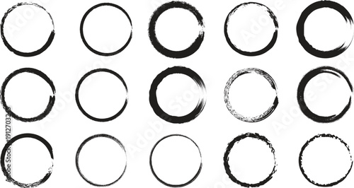 A collection of incomplete and complete circular shapes