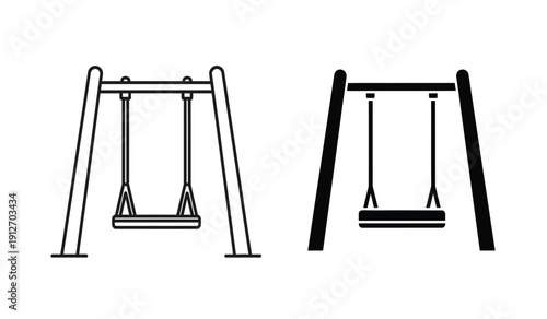 Two different line styles of a playground swing set