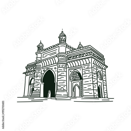 Gateway of India architectural line art illustration