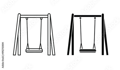 Vector illustration of two swings in black and white