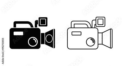 Vintage camera icon set, retro film cameras, classic photography equipment, old school devices Vector