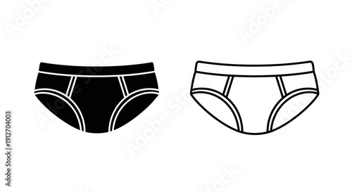 Black and white underwear, minimalist design, hipster briefs, fashion illustration, simple style Vector