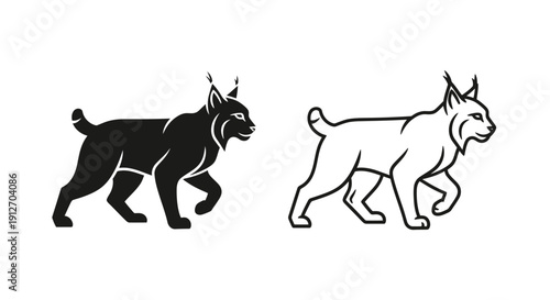 Two dogs silhouette black and white vector art illustration Vector