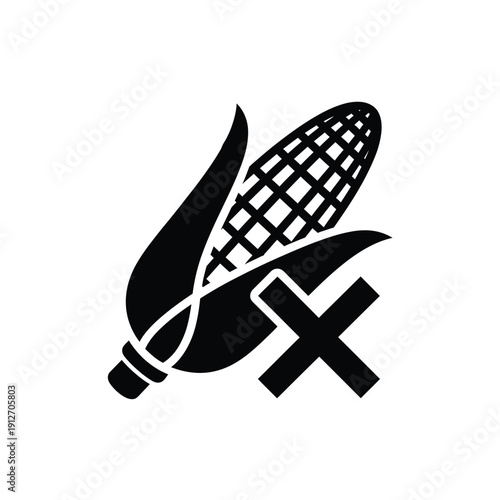 Genetically modified organism GMO corn icon with cross symbol vector graphic