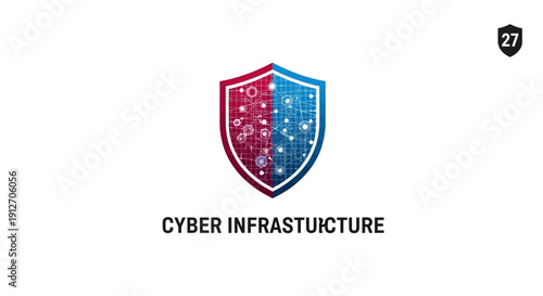 Cyber Infrastructure Shield Protection Security Icon.