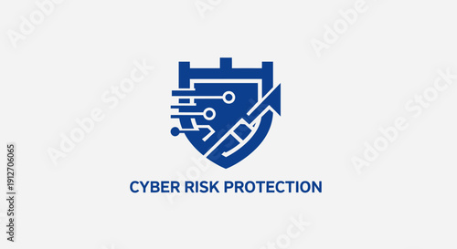 Cyber Risk Protection Shield Security Icon.