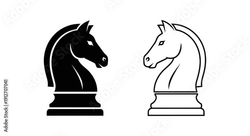 Black and white chess knight pieces on a chessboard - high quality vector illustration Vector