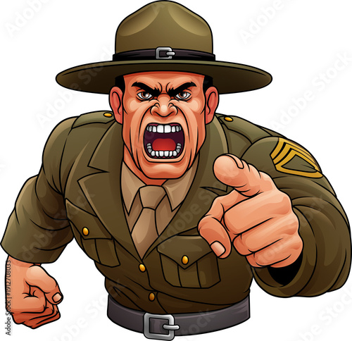 Photos An angry drill instructor or sergeant bootcamp army soldier cartoon character