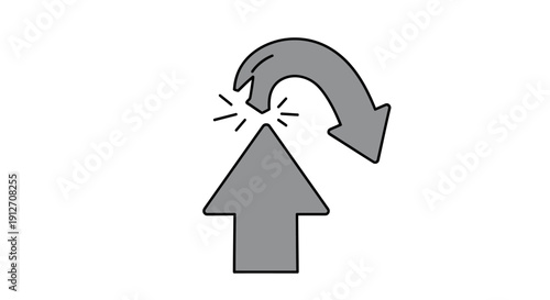 Two Gray Arrows Colliding and Breaking Concept Illustration