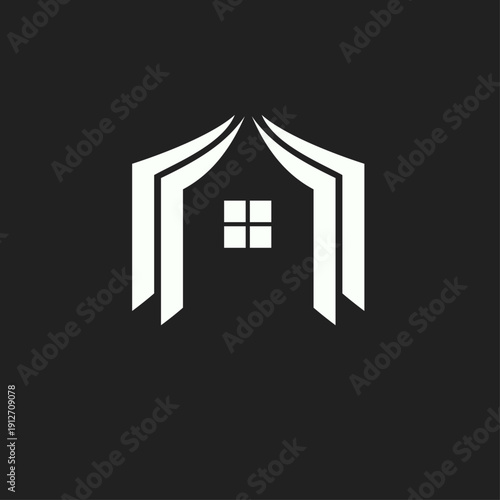 Abstract House and Open Book Logo Design with Window