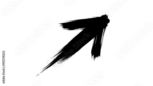 grunge black brushstroke arrow pointing upwards symbolizing progress growth and direction for business charts and ui design.