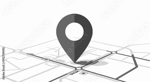 GPS Map Pin Pointer on City Street Navigation Map.