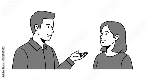 Two people talking and communicating concept illustration.