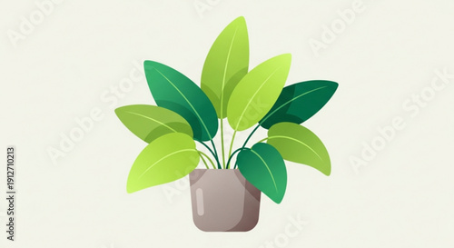 Vibrant green potted plant with lush leaves on a neutral background symbolizing growth and nature