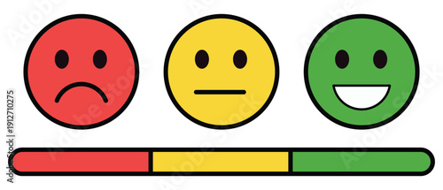 Three emotion faces sad happy neutral vector illustration flat design scalable graphic