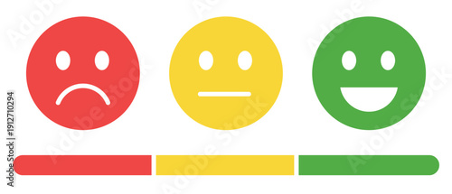 Three emotion faces sad happy neutral vector illustration flat design scalable art