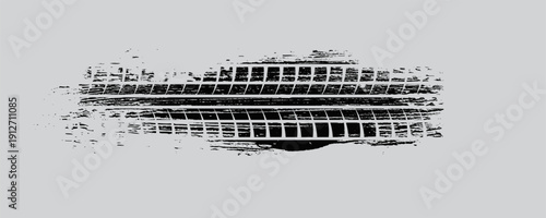 Vector Print Textured Tire Track . Design Element . Car tread silhouette . Mud splash grunge texture,