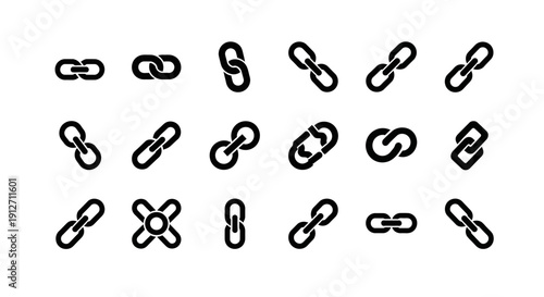 Diverse Collection of Chain Link Icons for Digital Connectivity.