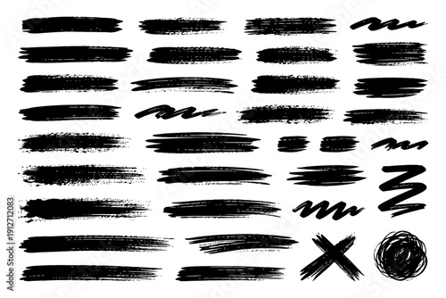 Wallpaper Mural Set of black grunge brush strokes and scribbles on white background. Torontodigital.ca