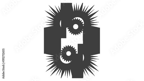 interlocking gears abstract graphic representing complex mechanical systems industrial processes and technological progress