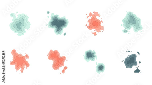 layered abstract contour maps illustrating complex data visualization geographic information and spatial analysis concepts with cool and warm hues.