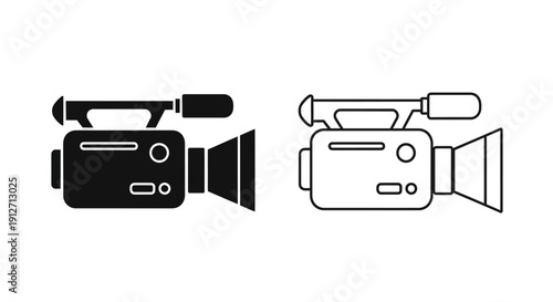 Professional video camera icon set, modern camera symbols for design projects Vector
