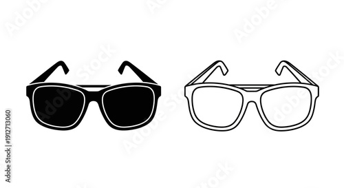Black and white glasses, sunglasses, eyeglasses, eyewear, vision, style, fashion, design, trend, modern, classic, optical, lens, frame, accessory, eye Vector