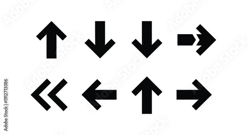 Set of black directional arrows for navigation and guidance