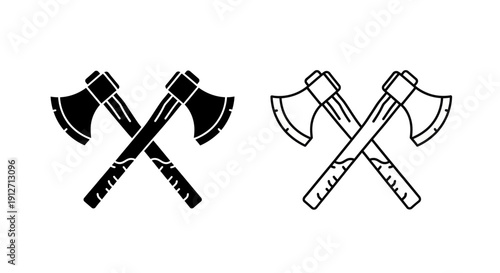 Two axes crossed black and white vector icon design illustration Vector