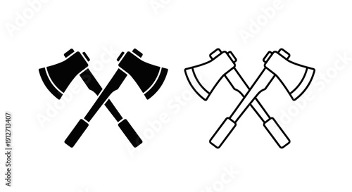 Two axes crossed black and white icon design vector illustration Vector