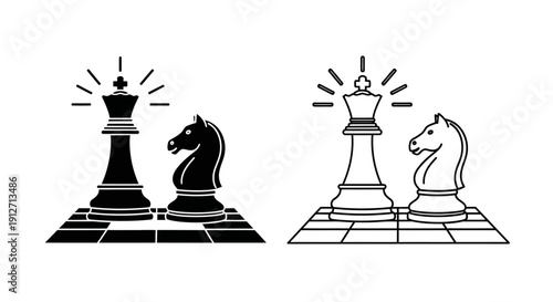 Chess pieces black and white royalty free vector illustration Vector