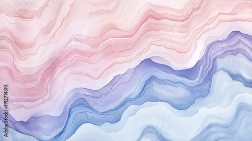 Elegant Pastel Watercolor Wallpaper with Flowing Pink, Blue, and Lavender Tones Creating a Tranquil and Soothing Ambience.