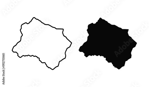 Black and white outline map of an african country