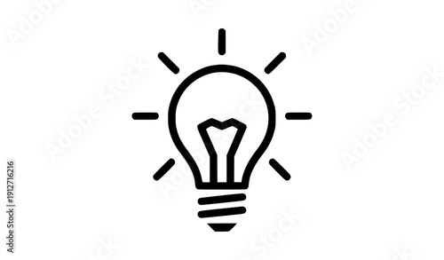 Bold Light Bulb Line Icon Vector for Idea Innovation Concept Isolated on White