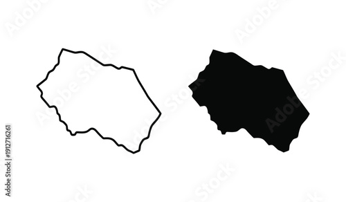 Black silhouette and outline of an irregular shape