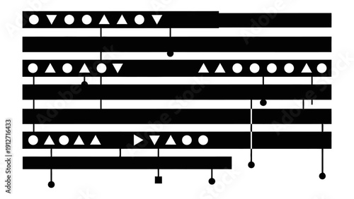 minimalist black and white abstract diagram with geometric shapes and lines visualizing data information or conceptual process.