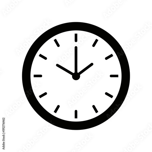 minimalist black and white clock icon symbolizing time punctuality and efficient schedule management ideal for business and digital design