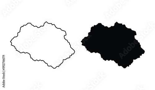 Vector illustration of a black and white silhouette map of czech republic