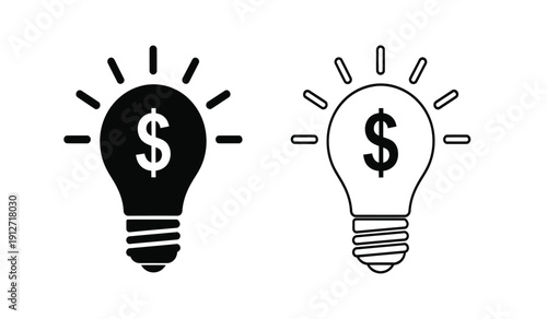 Black and white light bulb icons with dollar signs inside