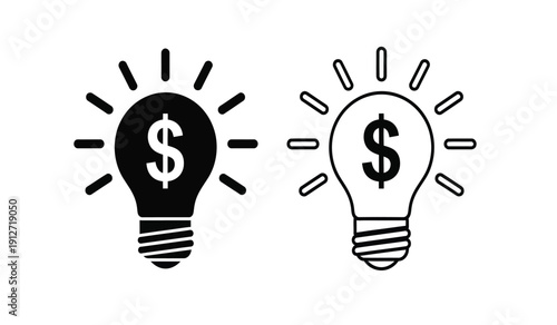 Two light bulb icons with dollar signs on them representing financial ideas and innovation