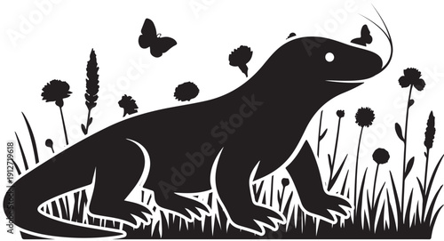 Komodo dragon Minimalist design showing a placeholder for a vector file upload section