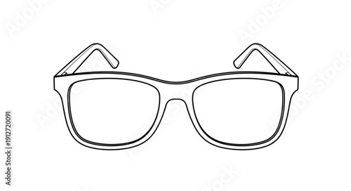 Simple Line Drawing of Classic Style Eyeglasses.