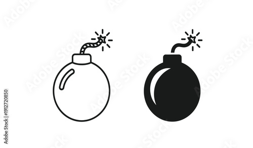 Two bomb icons in black and white with smoke and explosion