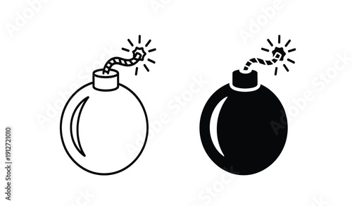 Two bomb icons in black and white with lit fuses and explosion effects